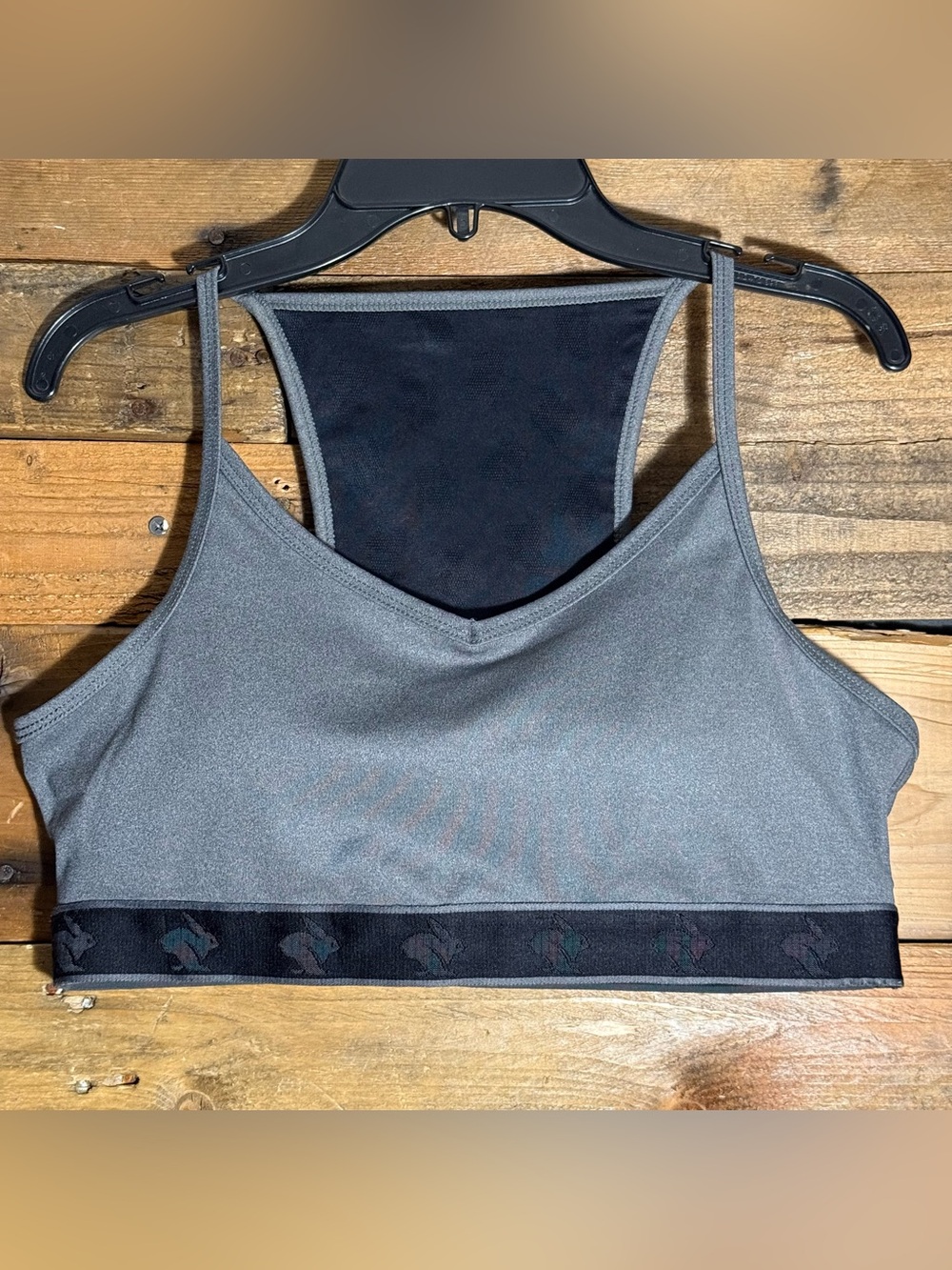 Rabbit Strappy Pocket Bra Womens Gray and Black size Large